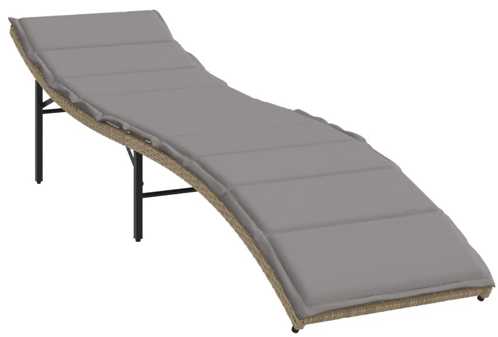 Espreguiçadeiras com mesa 2 pcs vime PE bege