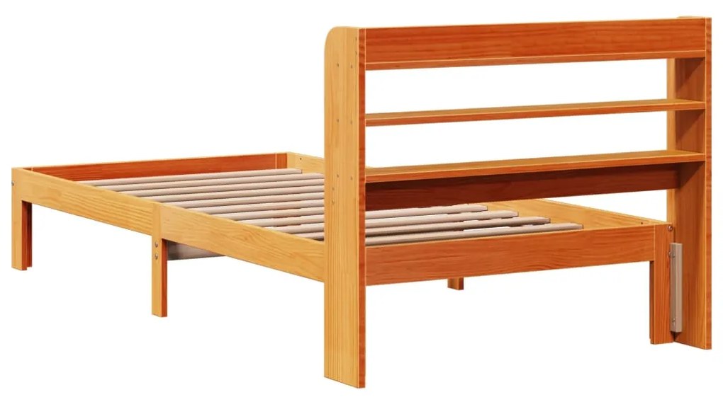 Cama sem colchão 75x190 cm madeira de pinho maciça castanho-mel