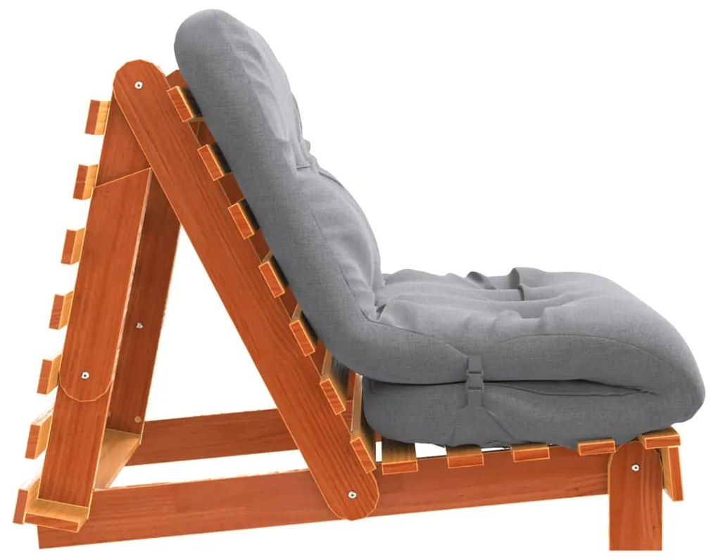 Sofá-cama futon c/ colchão madeira de pinho maciça castanho-mel