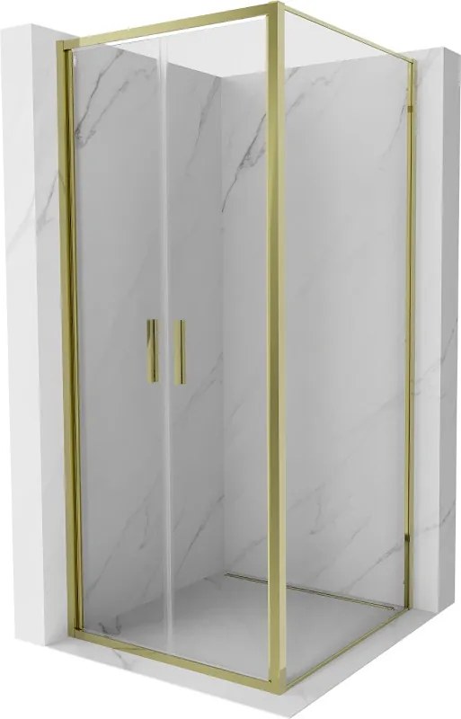 Mexen Exo cabine de duche com porta basculante 90 x 90 cm, transparente, dourada - 814-090-090-50-00