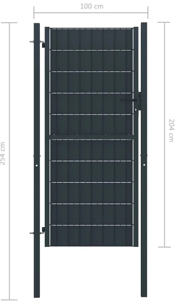 Portão de cerca 100x204 cm PVC e aço antracite
