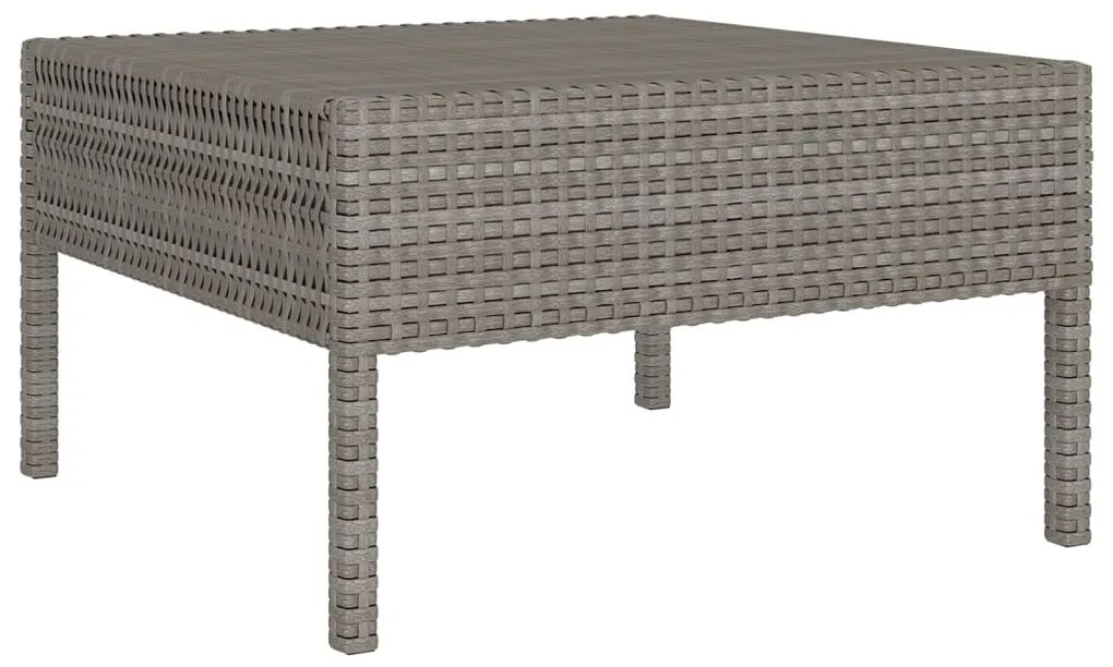 9 pcs conjunto lounge de jardim c/ almofadões vime PE cinzento
