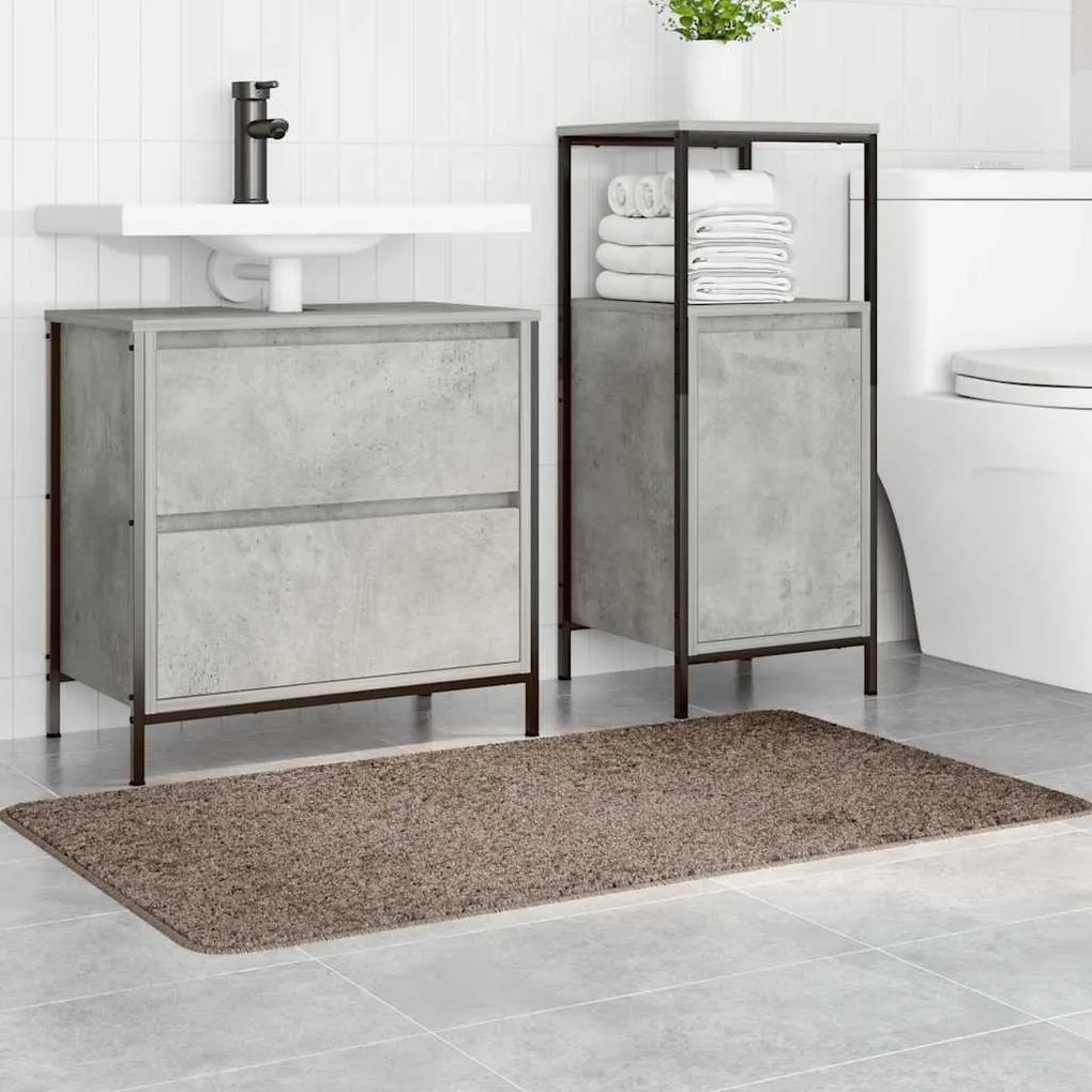 Tapete de Banho Retangular Castanho 70x120 cm Polipropileno Antiderrap
