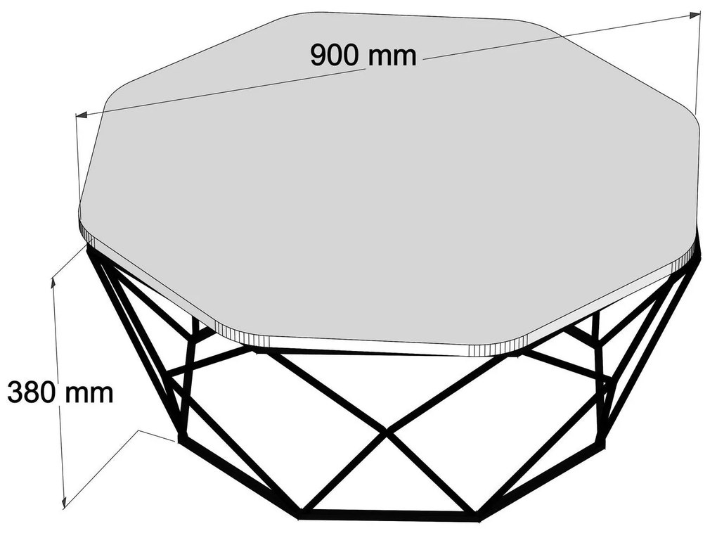 Mesa de Centro Diamond – Preto – 90x38x90 cm