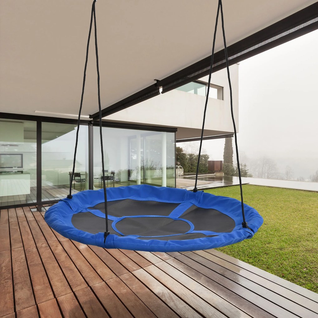 Baloiço redondo Ø 110 cm 4 argolas incluídas Metal com revestimento epóxi Oxford Alta densidade Azul