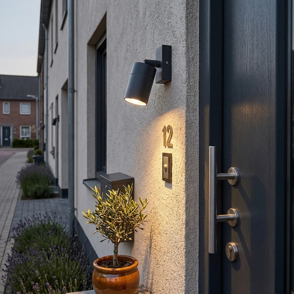 Candeeiro de parede exterior antracite IP44 rotativo e inclinável - Solo