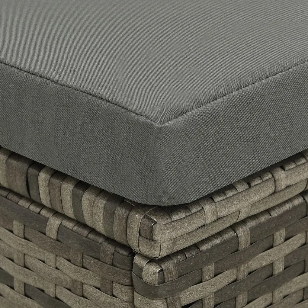 4 pcs conjunto lounge de jardim c/ almofadões vime PE cinzento