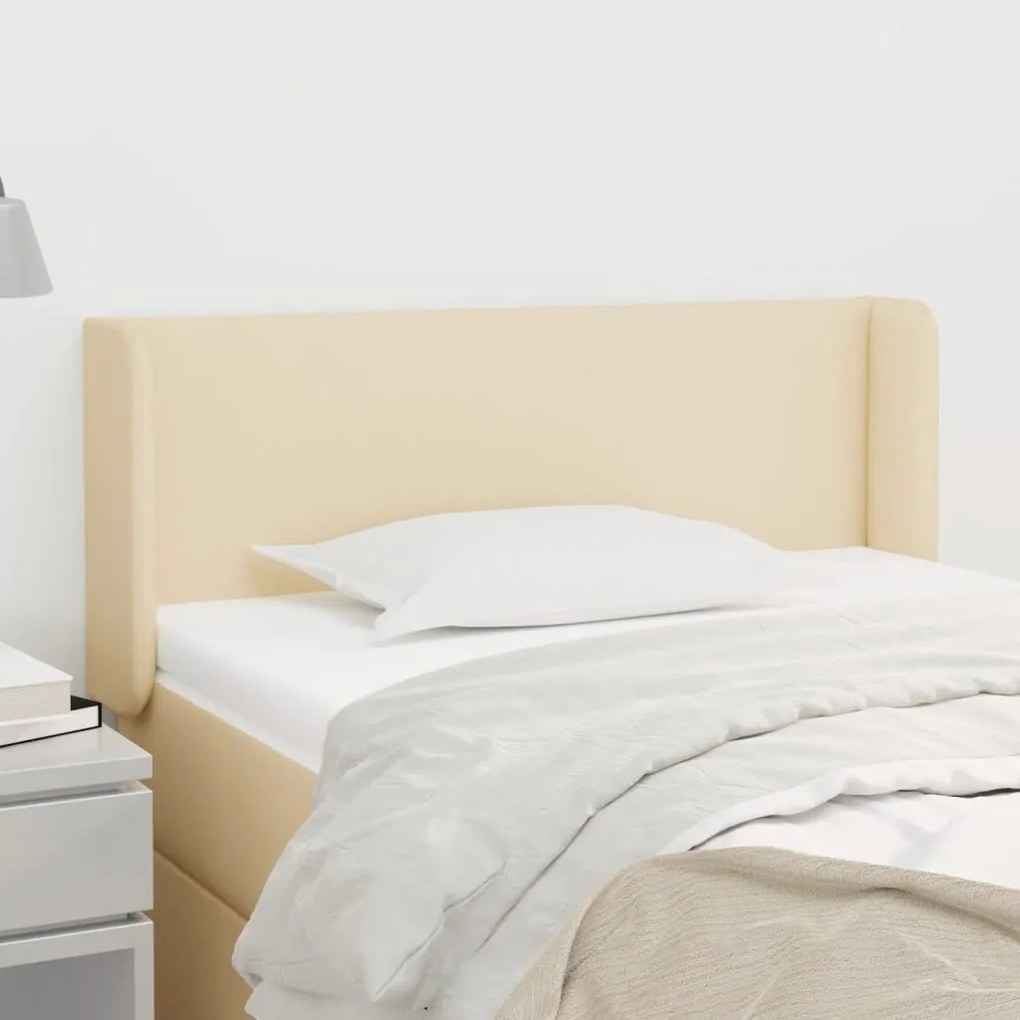 Cabeceira de cama c/ abas tecido 103x16x78/88 cm creme