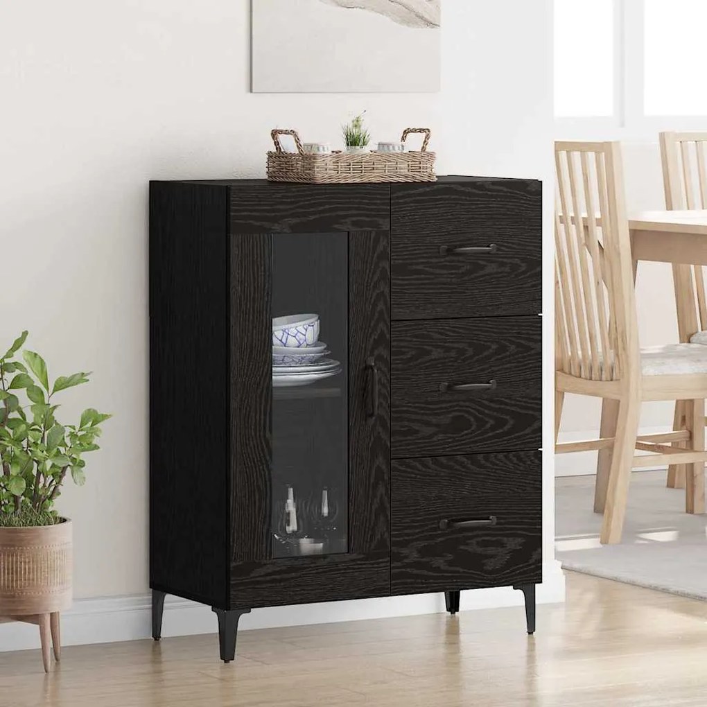 vidaXL Buffet com gaveta Carvalho Preto 69,5 x 34 x 90 cm
