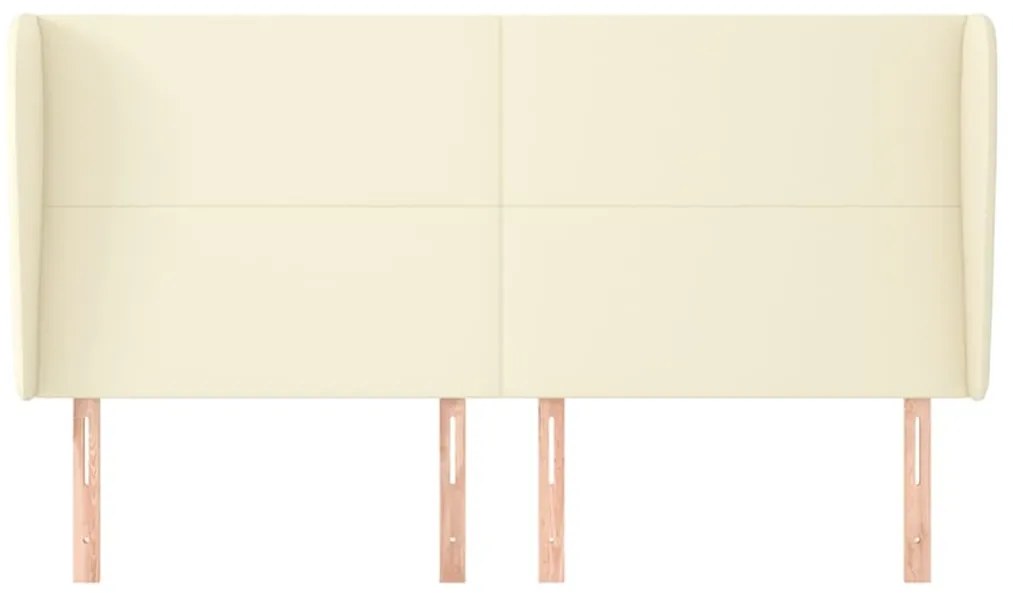 Cabeceira cama c/ abas couro artificial 183x23x118/128 cm creme