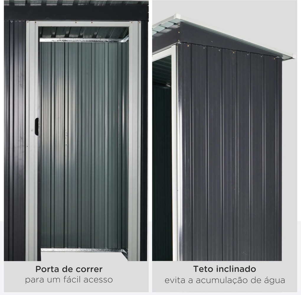 Abrigo Metálico para Jardim – 1,5 m² – 163x89x182 cm – Estrutura em Aç