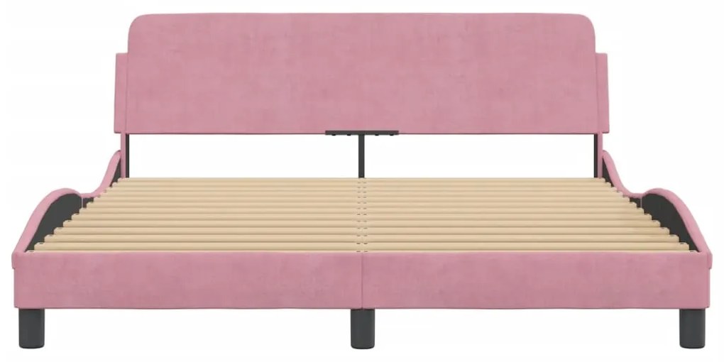 Estrutura cama c/ cabeceira sem colchão 160x200 cm veludo rosa