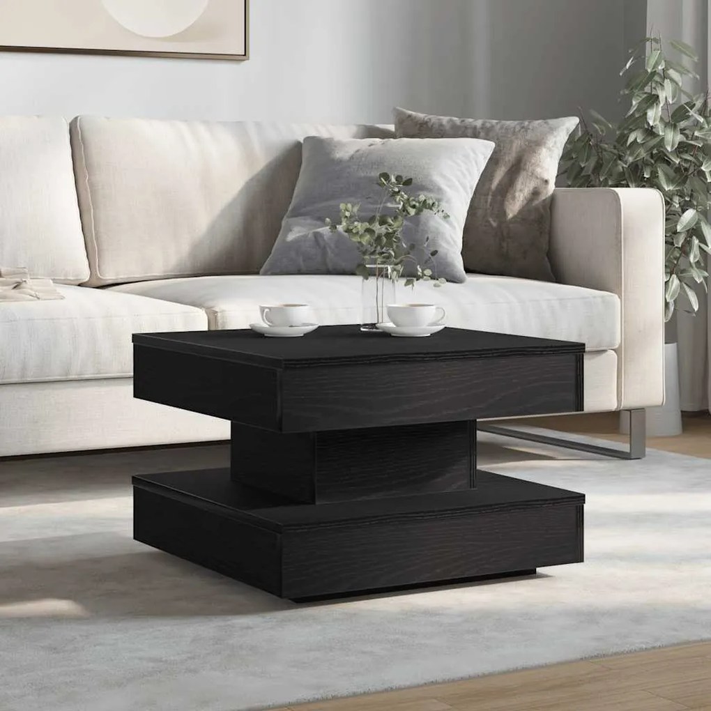 Mesa de centro rotativa a 360 graus 50x50x34,5 cm preto