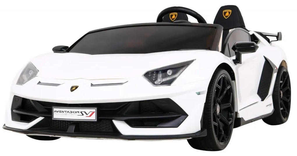 Carro elétrico para Crianças 2 Lugares Lamborghini SVJ DRIFT Rodas espuma EVA, e plástica (trás) assento couro ecológico Branco