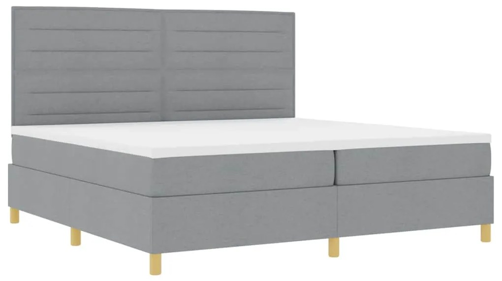 Cama Box com Colchão Cinza Claro 200x200 cm Tecido