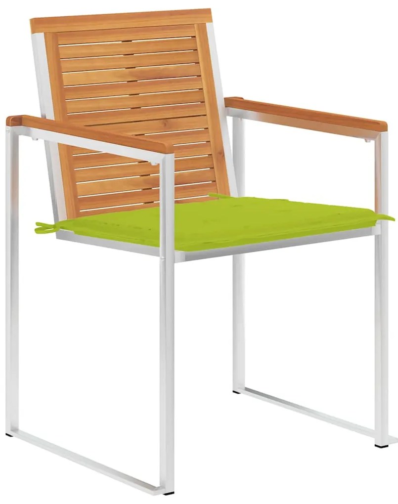 Cadeiras de jardim com almofadões 2 pcs acácia maciça e aço