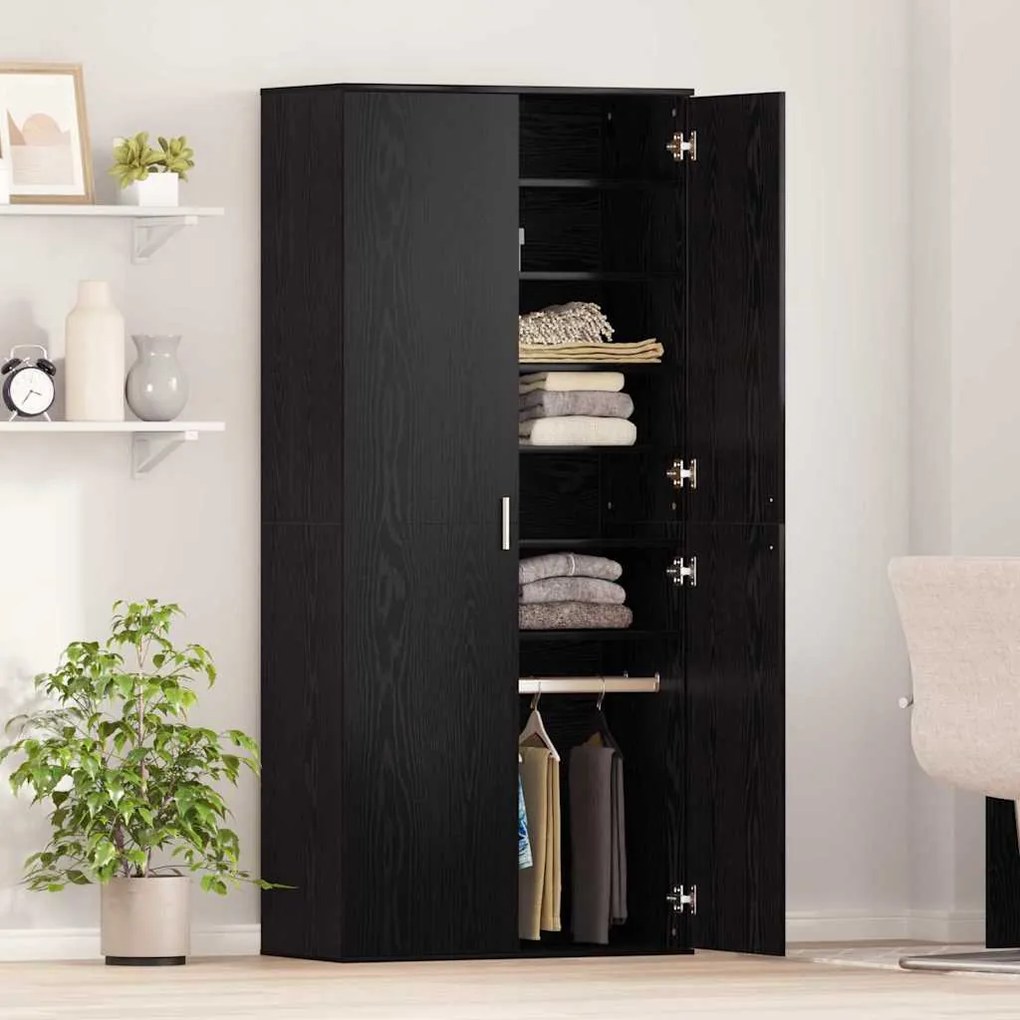 Highboard Carvalho Preto 80x39x178 cm Madeira Revestida