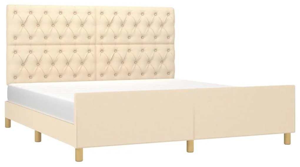 Estrutura de cama sem colchão 160x200 cm tecido cor creme