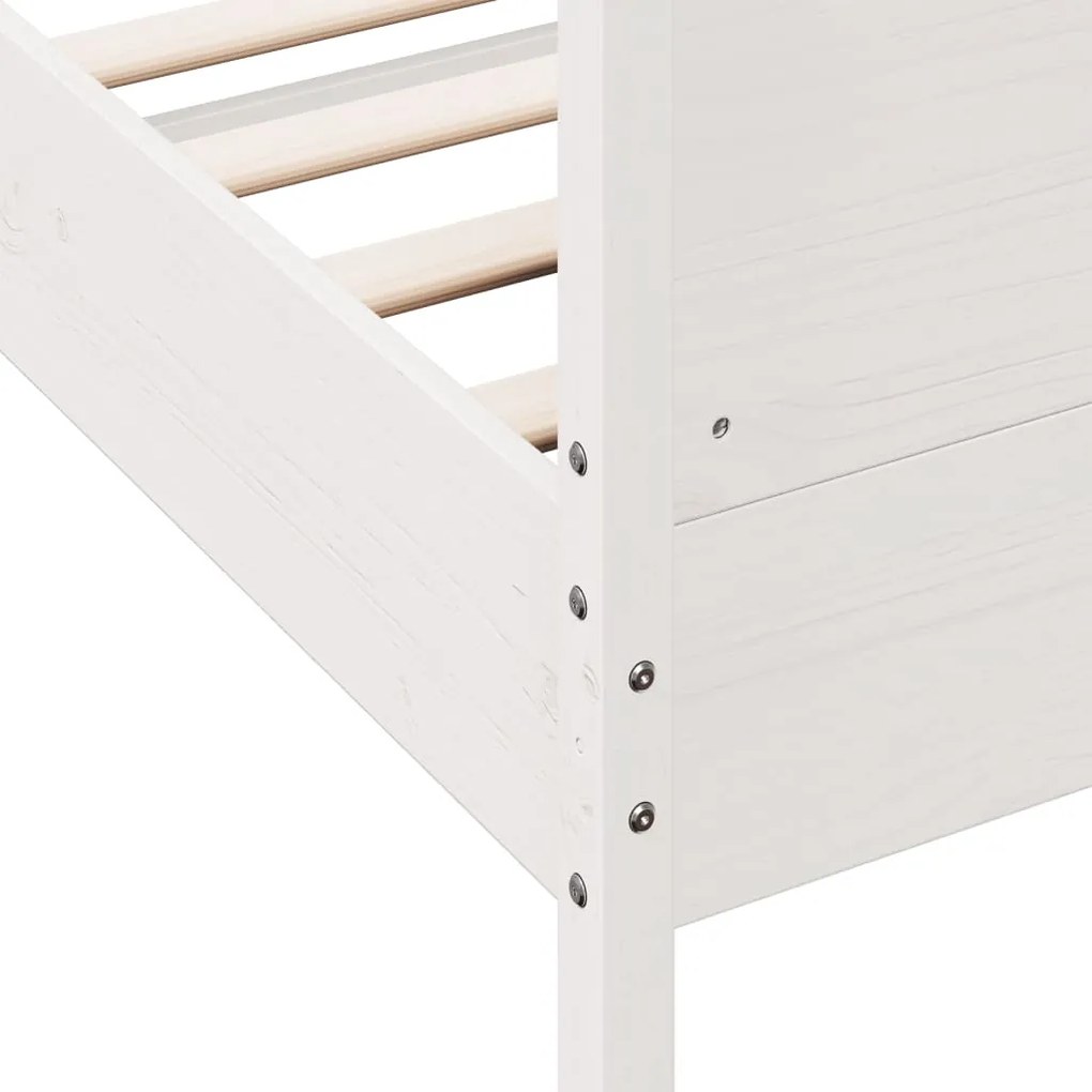Cama sem colchão 140x190 cm madeira de pinho maciça branco