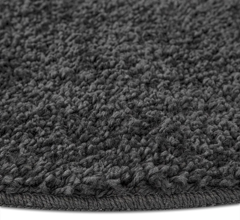 Tapete Shaggy com Fundo de Látex Cinza Escuro ø120 cm