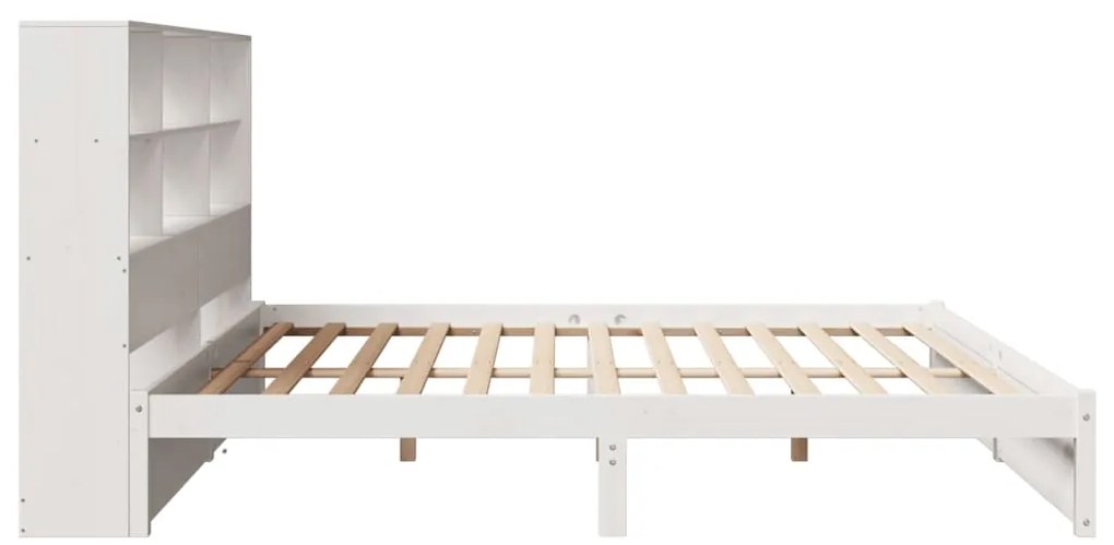 Cama com estante sem colchão 180x200 cm pinho maciço branco