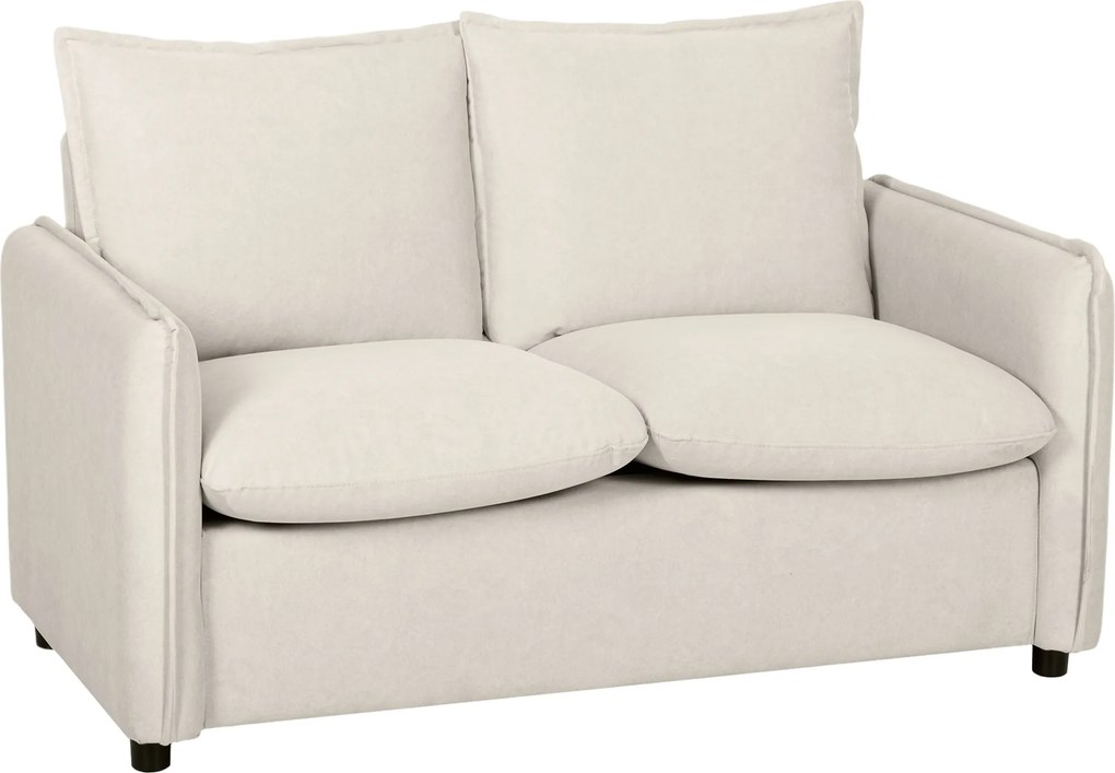 HOMCOM Sofá 2 Lugares Estofado em Tecido Efeito Pele Respirável, Acolchoamento Espesso, 2 Almofadas, Apoios de Braço, para Sala de Estar, Creme | Aosom Portugal