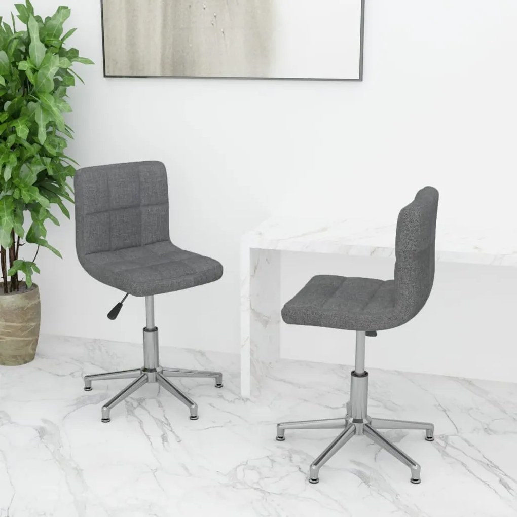 vidaXL Cadeiras de jantar giratórias 2 pcs tecido cinzento-claro