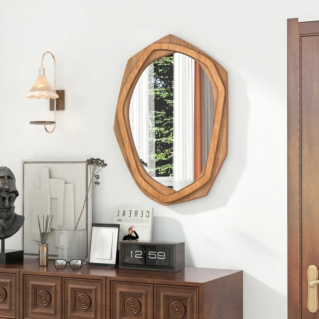 Espelho decorativo com moldura irregular e parafusos de expansão Espelho de parede para sala de jantar, casa de banho e sala de estar 89,5 x 66 cm Cas