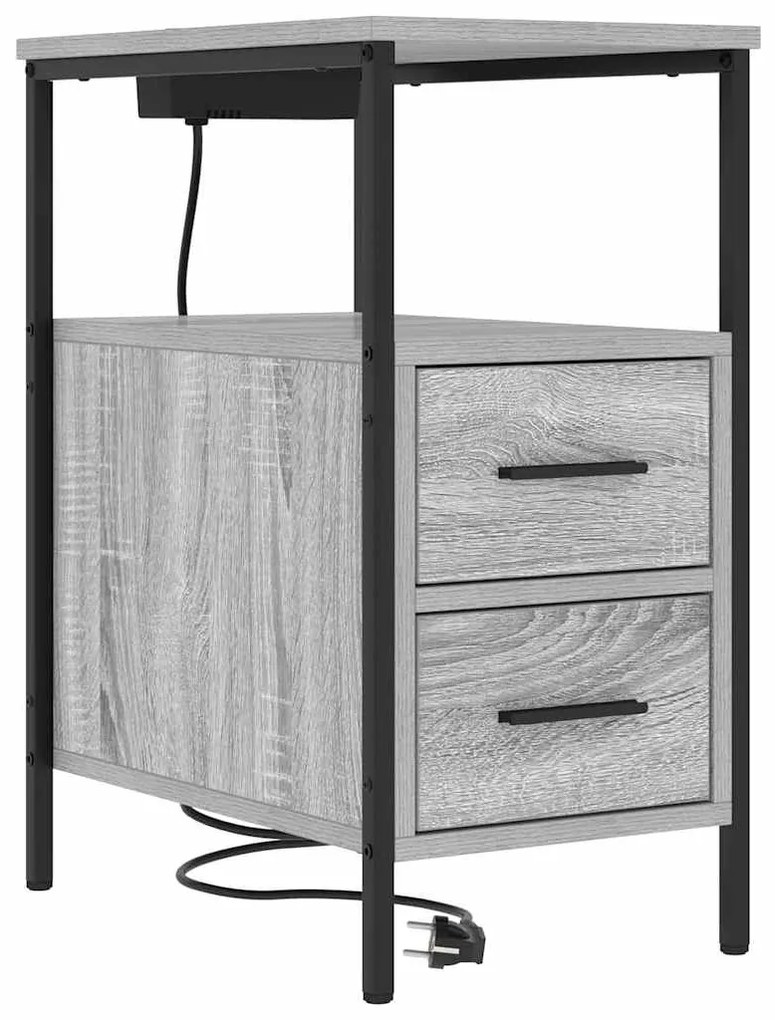Armário de Cabeceira com gaveta Sonoma cinzento 30 x 48 x 61 cm