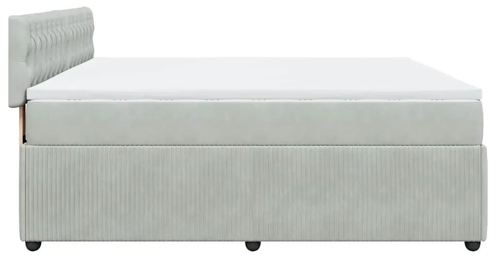 Cama com molas/colchão 200x200 cm veludo cinzento-claro