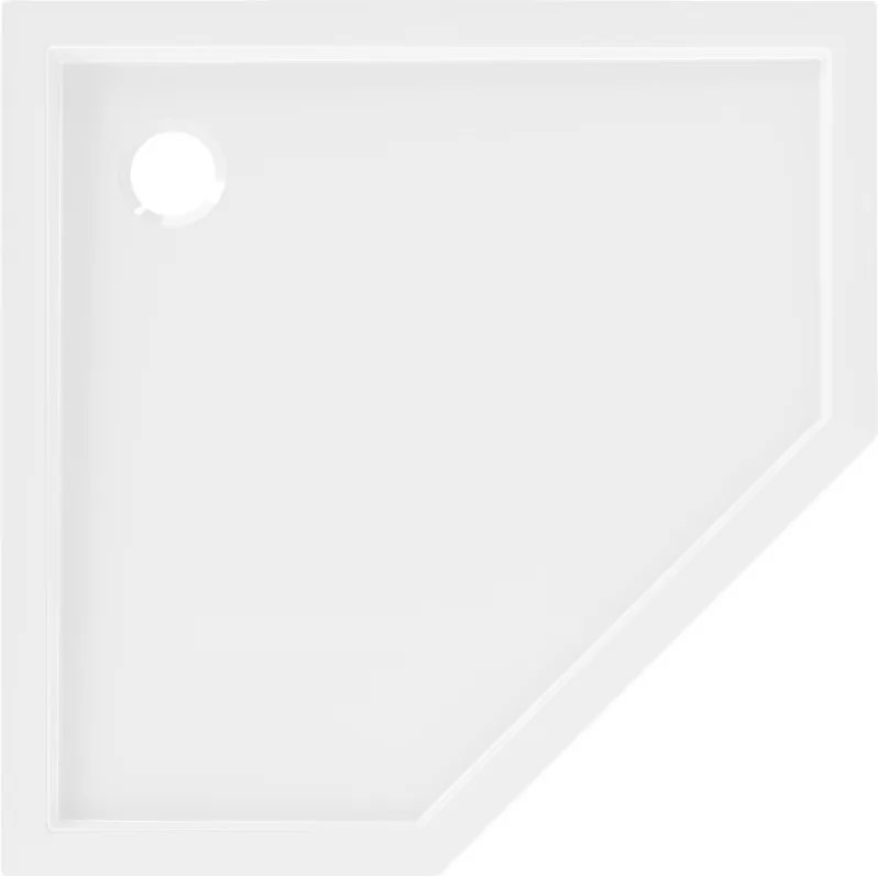 Mexen Flow base de duche pentagonal slim 80 x 80 cm, branco brilho - 46P108080