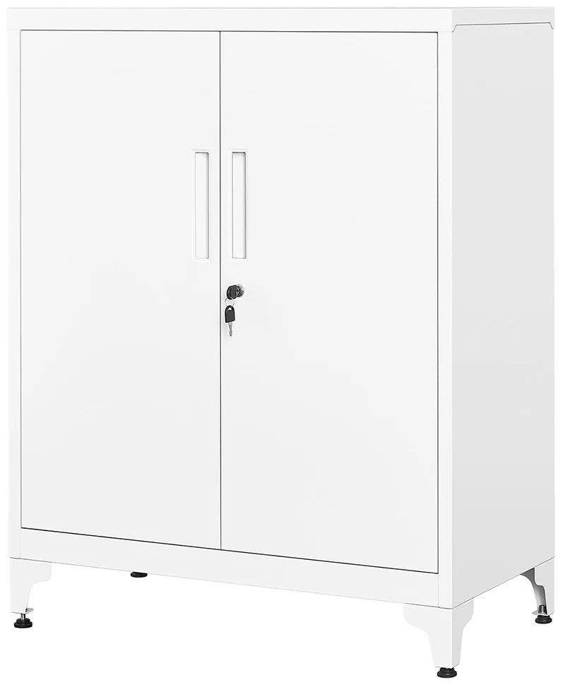 Armário arquivador com fechadura e 2 portas 40 x 80 x 90 cm Branco