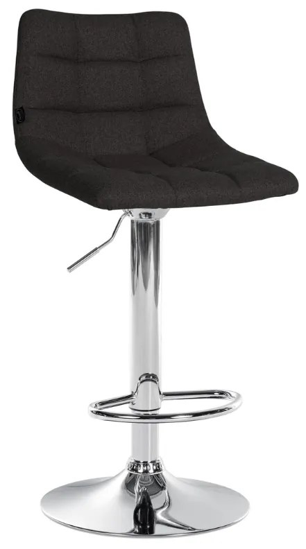 Banco de bar Jerry em tecido com estrutura cromada 87-108,5 x 43 x 46,5 cm Preto