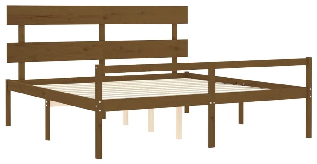 Cama para idosos c/ cabeceira 200x200 cm madeira castanho-mel