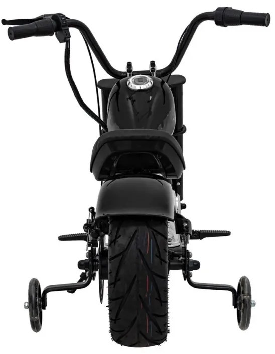 Mota elétrica infantil de 24V Chopper Warrior pneus pneumáticos e assento em pele sintética Preta