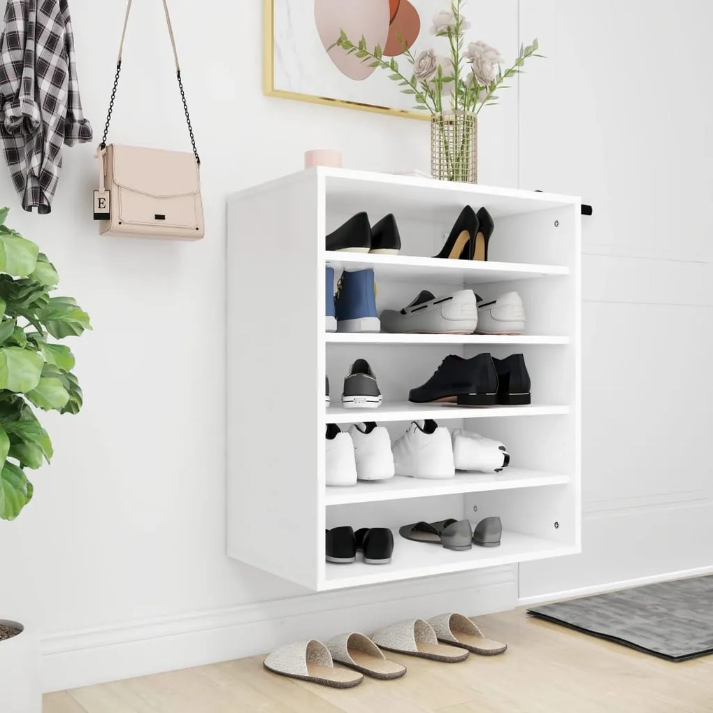 Armário para sapatos 60x35x70 cm contraplacado branco