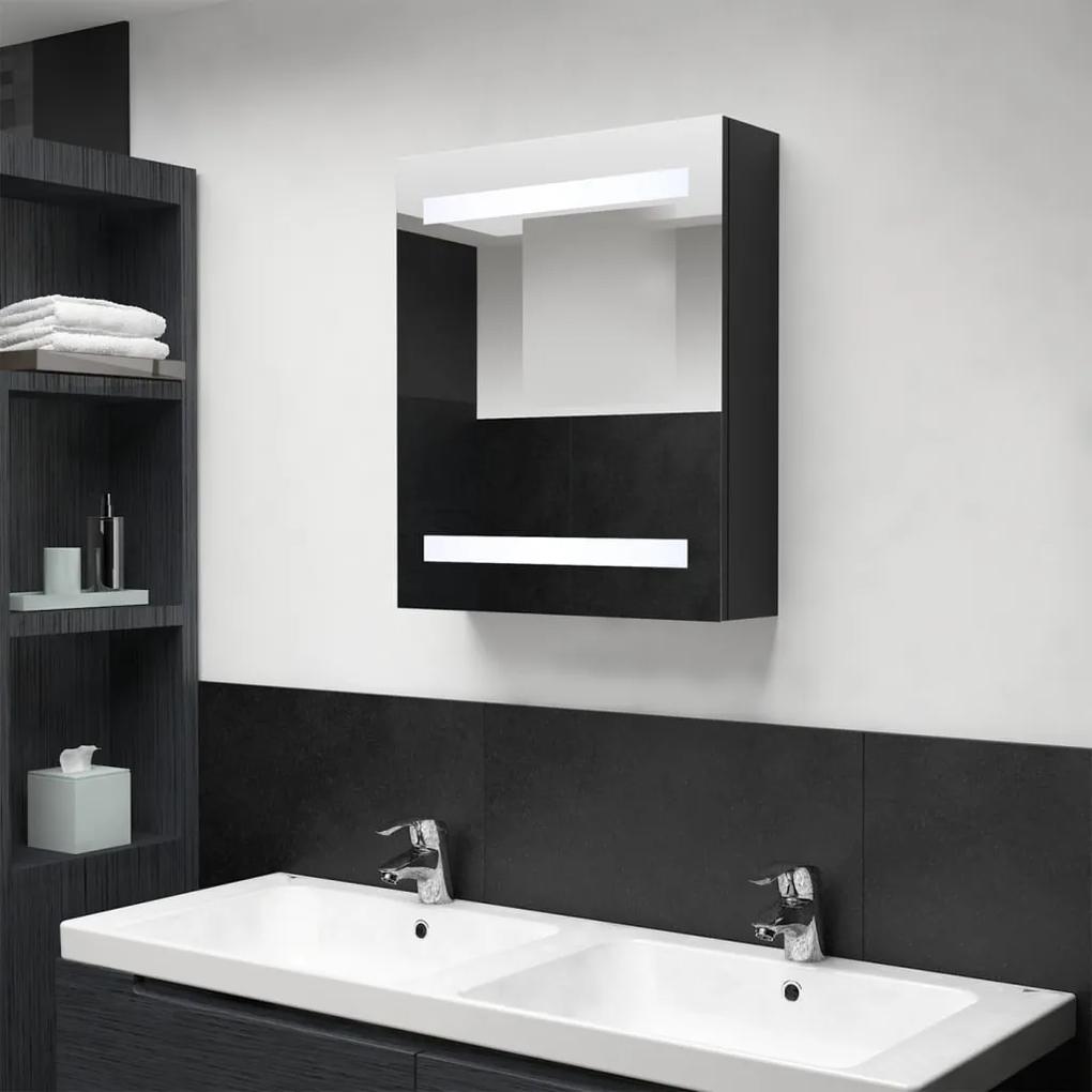 326480 vidaXL Armário espelhado p/ casa de banho com LED 50x14x60 cm preto