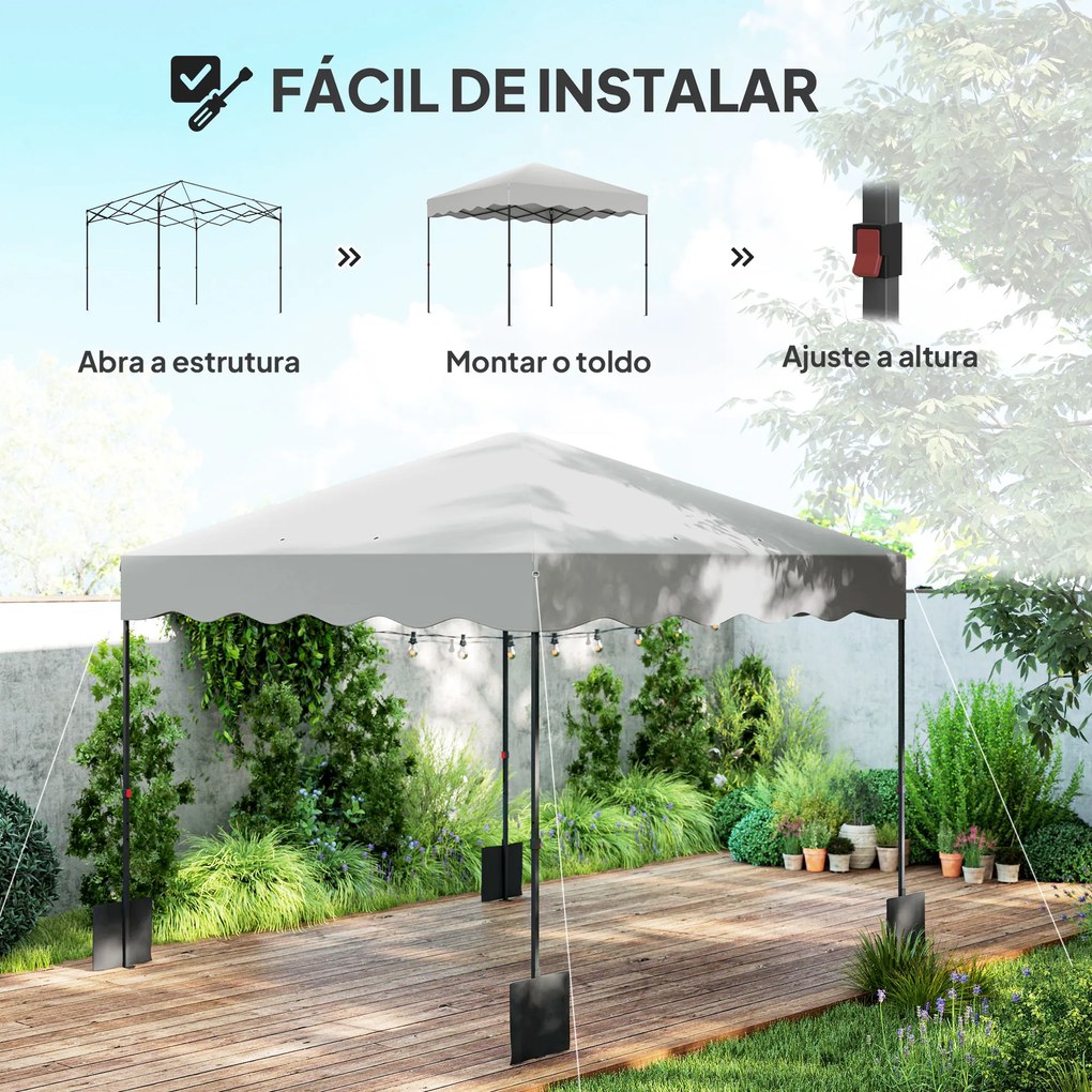 Tenda Dobrável Pop UP Tenda 3x3 m Tenda para Eventos com 4 x Sacos de areia e com Proteção UV50+ Altura Ajustável e Bolsa de Transporte Branco