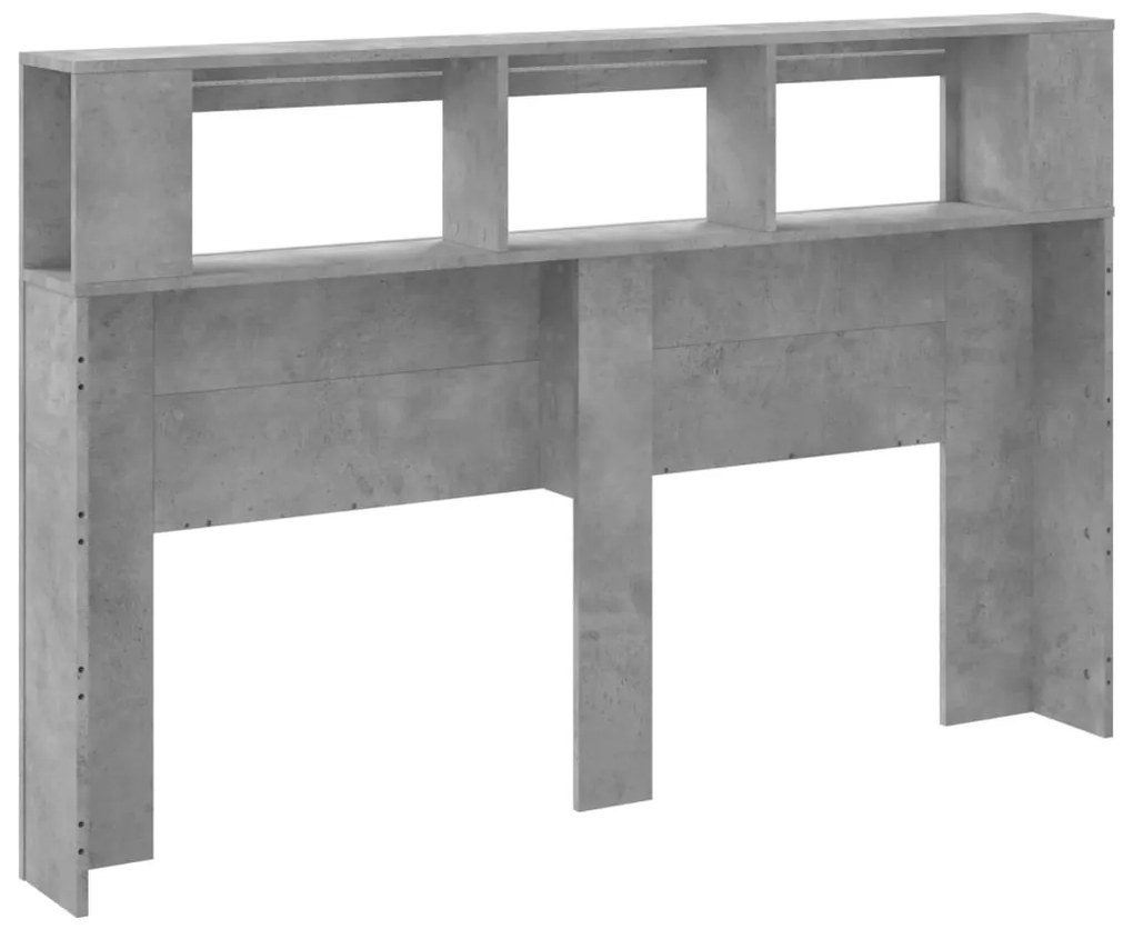 Cabeceira c/ LEDs 160x18,5x103,5 cm cinzento-cimento