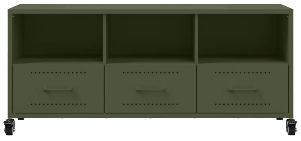 Móvel de TV 100,5x39x43,5 cm aço verde-azeitona