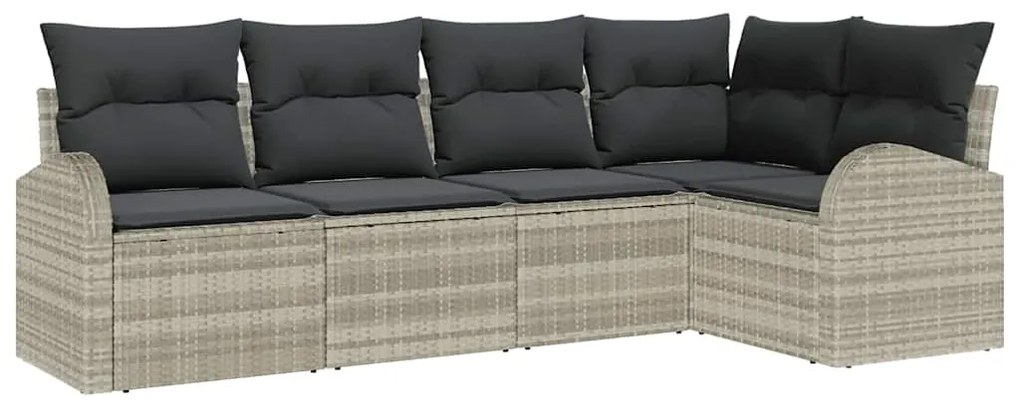 Conjunto de Sofá de Jardim de 5 Peças com Almofadas em Rattan Poli Cin