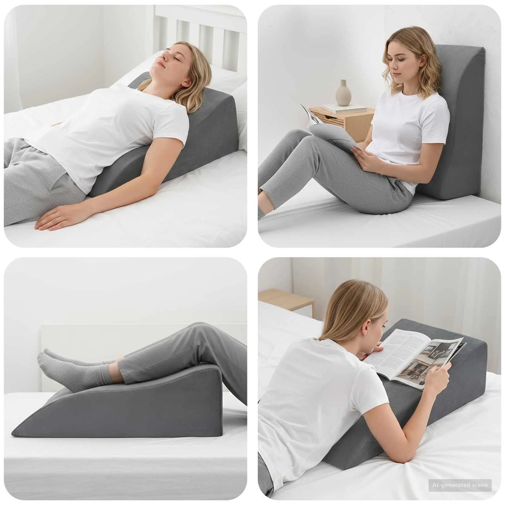 vidaXL Travesseiro para Perna Cinzeto 68 x 40 x 18 cm