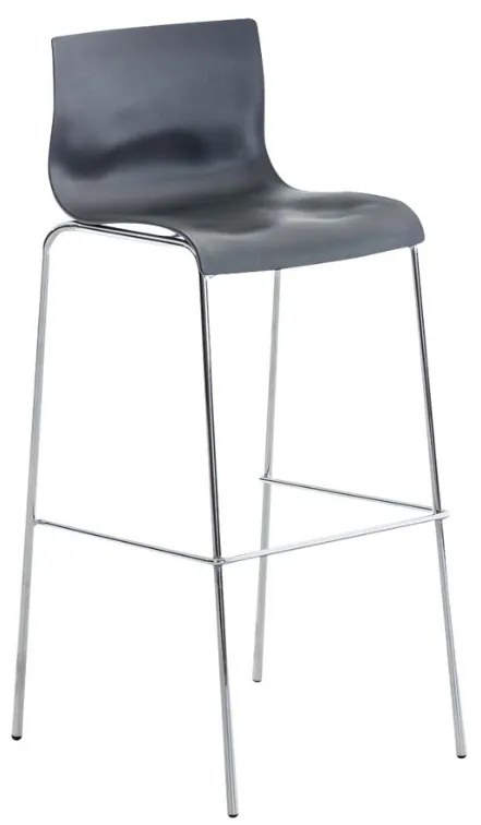 Banco de bar Hoover em plástico e com estrutura cromada 43 x 100 x 48 cm Cinzento