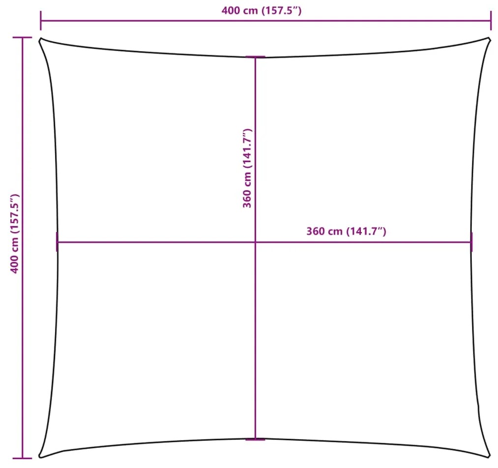 Para-sol estilo vela tecido oxford quadrado 4x4 m castanho