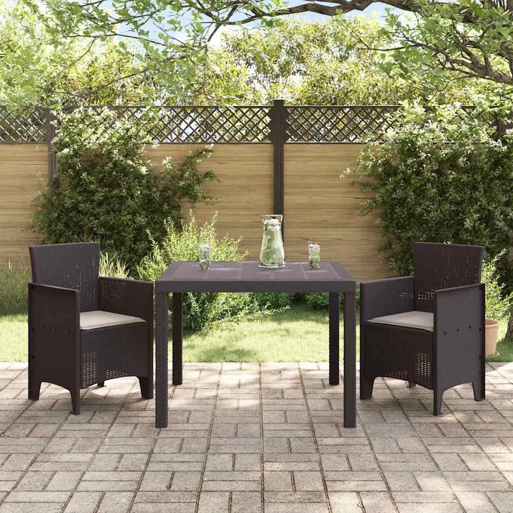 Conjunto de Jantar no Jardim 3 pcs Castanho 100 x 100 x 73 cm