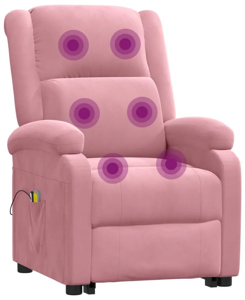 Poltrona de massagens elevatória veludo rosa