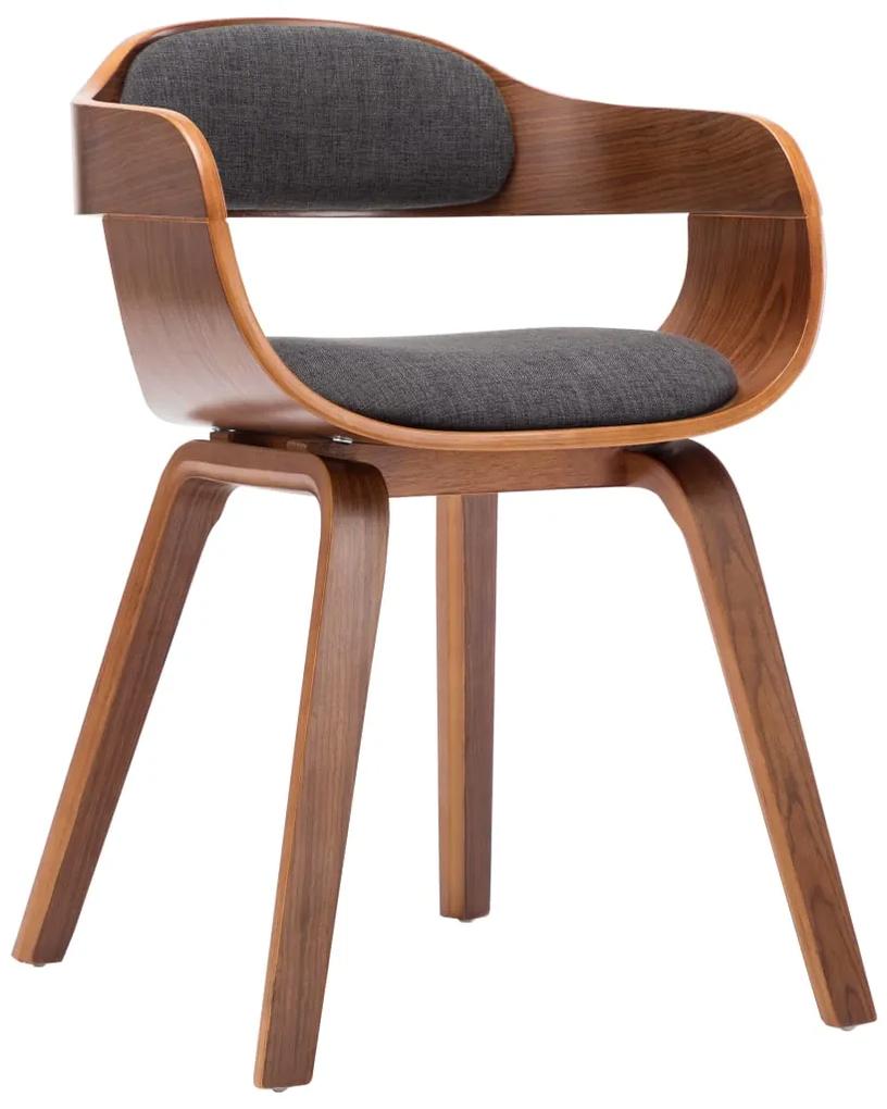 Cadeira de jantar tecido/madeira curvada cinzento-escuro