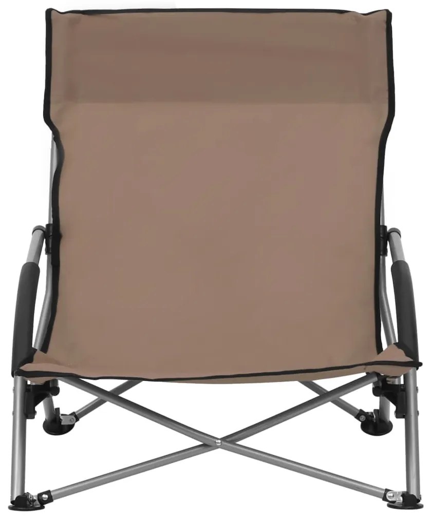 Cadeiras de praia dobráveis 2 pcs tecido cinzento-acastanhado