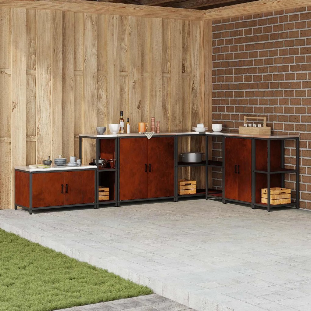 vidaXL Armazenamento de Cozinha Ferro Enferrujado 60 x 50 x 92 cm Aço