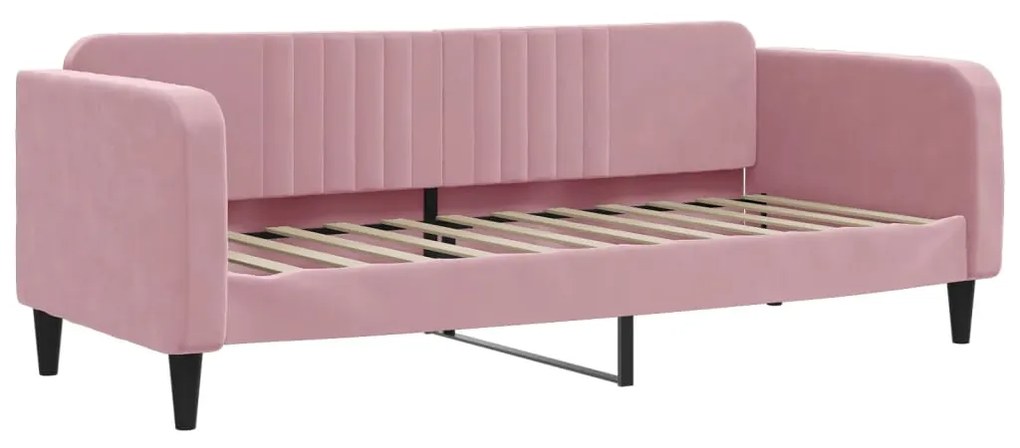 Sofá-cama com colchão 80x200 cm veludo rosa